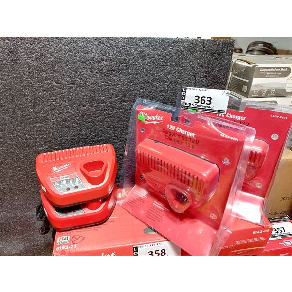 LOT DE 4 CHARGEURS MILWAUKEE ASSORTIS