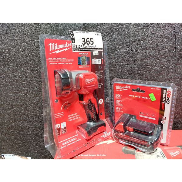 LOT AVEC LAMPE DE POCHE MILWAUKEE ET BATTERIE M18 CP2.0