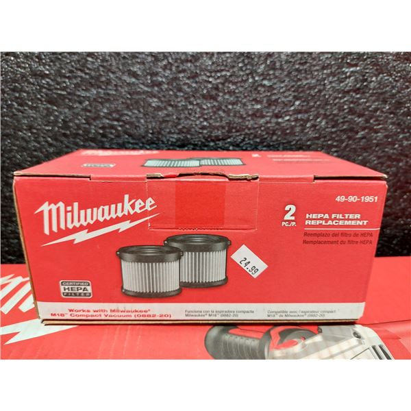 BOÎTE DE 2 FILTRES HEPA MILWAUKEE POUR ASPIRATEUR M18 0882-20