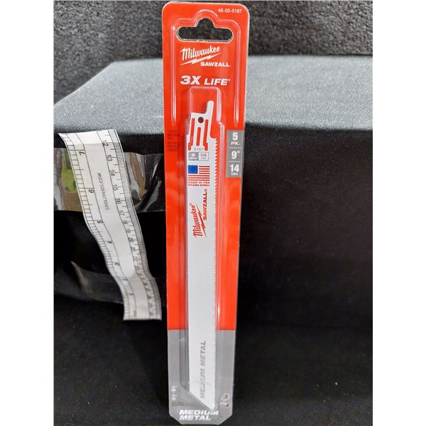 PAQUET DE 5 LAMES SAWZALL MILWAUKEE 9 PO 14 TPI POUR MÉTAL