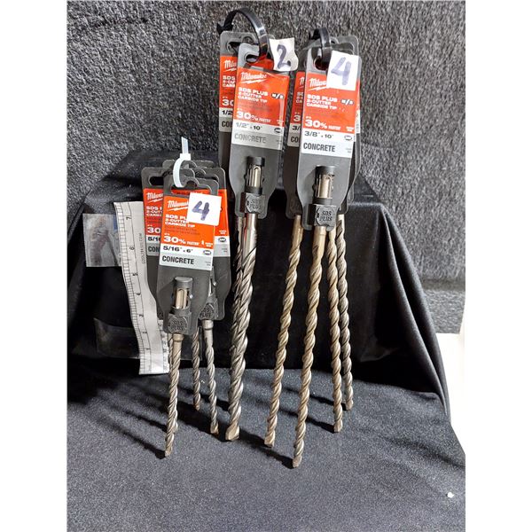LOT DE 10 MÈCHES À BÉTON MILWAUKEE SDS PLUS ASSORTIES