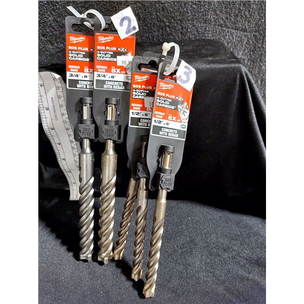 LOT DE 5 MÈCHES À BÉTON MILWAUKEE SDS PLUS ASSORTIES