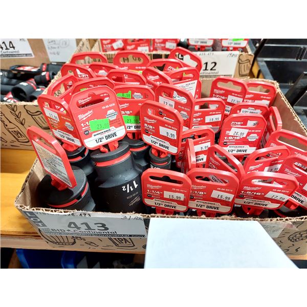 LOT DE 31 DOUILLES À IMPACT MILWAUKEE ASSORTIES