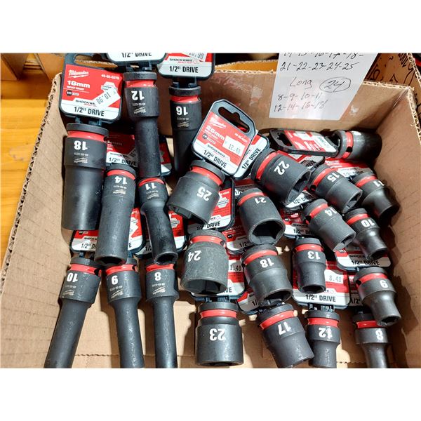 LOT DE 24 DOUILLES À IMPACT MILWAUKEE MÉTRIQUES