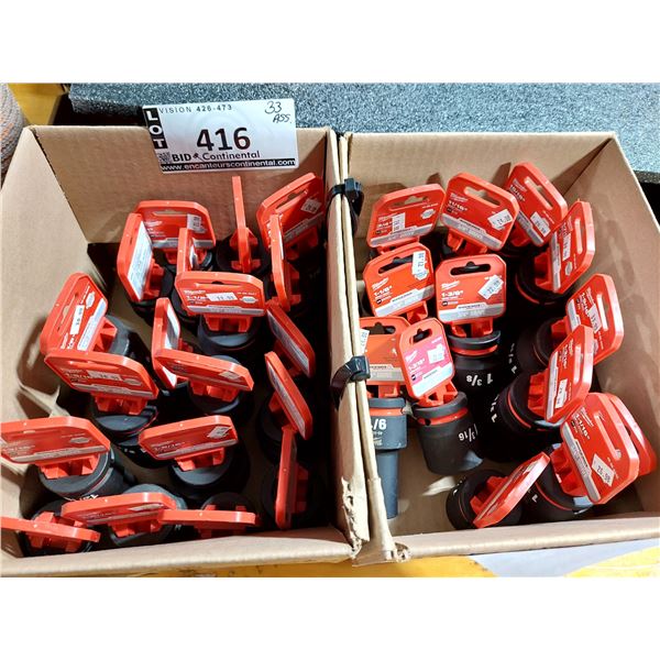 LOT DE 33 DOUILLES À IMPACT MILWAUKEE SAE