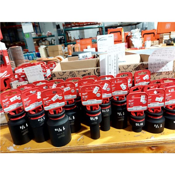 LOT DE 33 DOUILLES À IMPACT MILWAUKEE SAE