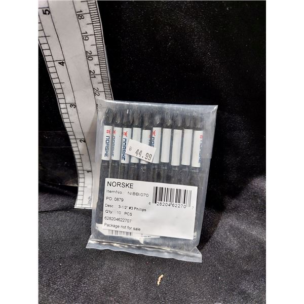 PAQUET DE 10 EMBOUTS DE TOURNEVIS PHILLIPS NO 3, 3-1/2 PO