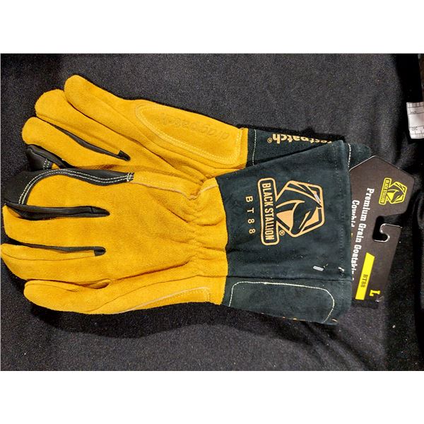 PAIRE DE GANTS EN CUIR BLACK STALLION, GRANDEUR LARGE