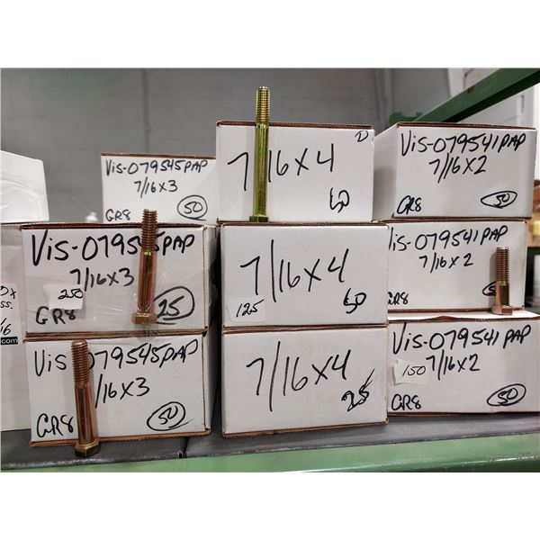 LOT DE 950+ BOULONS 7/16 PO ASSORTIS