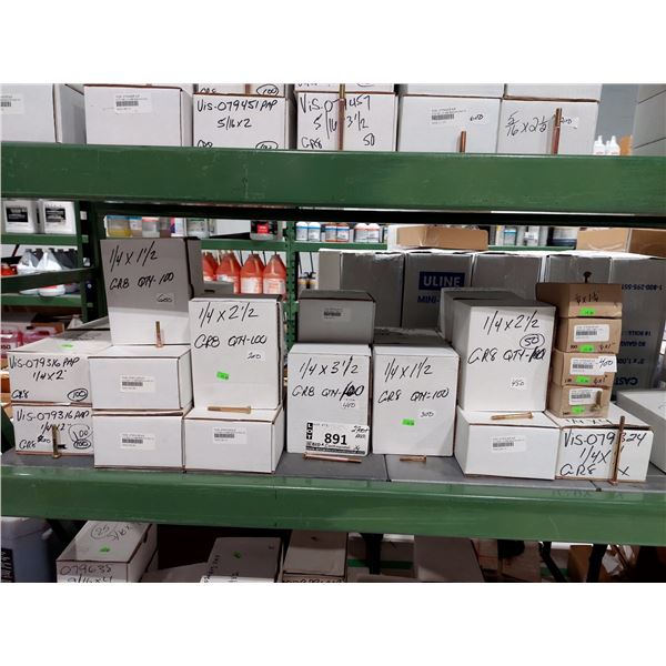 LOT DE 2700+ BOULONS 1/4 PO ASSORTIS