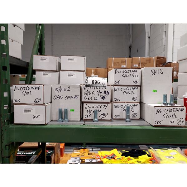 LOT DE 475+ BOULONS 5/8 PO ASSORTIS