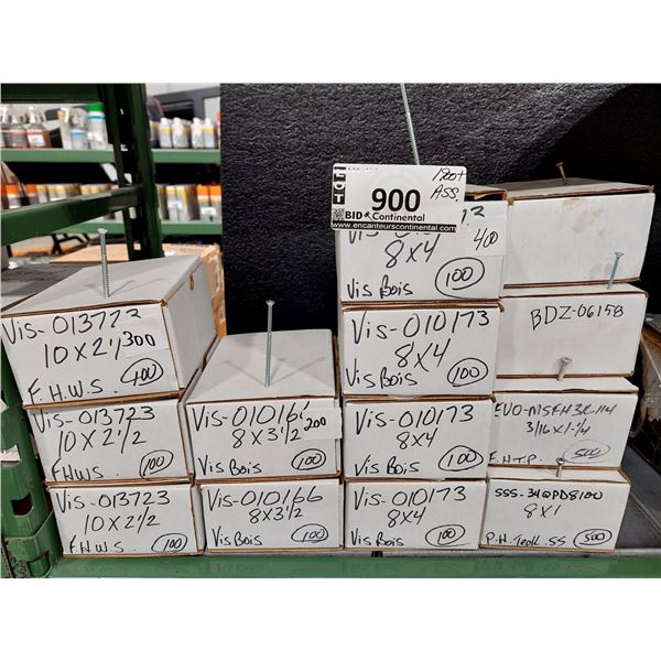LOT DE 1900+ VIS À TÊTE CARRÉE ASSORTIES