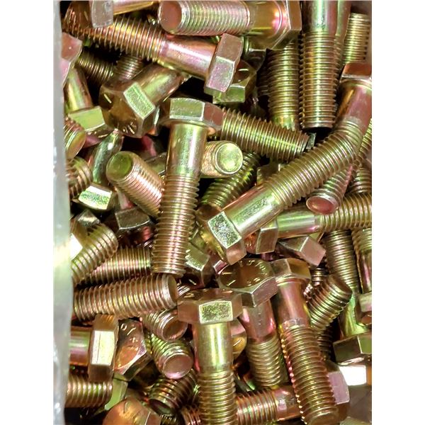 LOT DE 140 BOULONS TÊTE HEX GR8 5/8-11 X 2-1/2", 63112508CSY, ZINGUÉS JAUNE