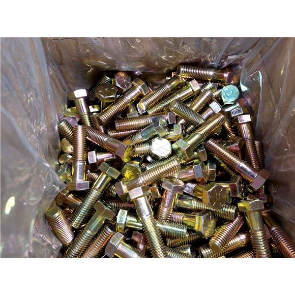 LOT DE 190 BOULONS À TÊTE HEXAGONALE GRADE 8 UNC, 5/8 X 2-1/2", I-HB8062502500NCZ, ZINGUÉS JAUNE