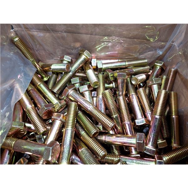 LOT DE 100 BOULONS À TÊTE HEXAGONALE GRADE 8, 5/8-11 X 3-1/2", 63113508CSY, LINDFAST, ZINGUÉS JAUNE