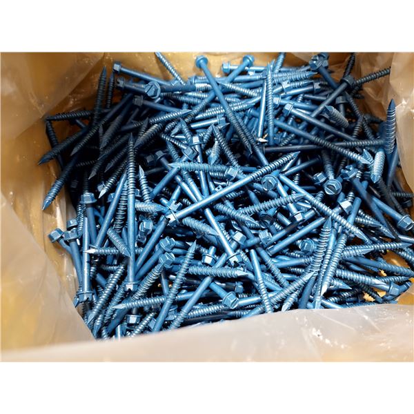 LOT DE 475 + VIS À BÉTON TÊTE HEXAGONALE À RONDELLE FENDUE, 1/4-14 X 4", 14400SCRH, REVÊTEMENT BLEU 