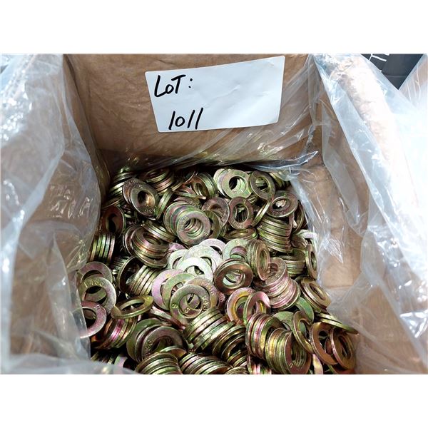 LOT DE 1100 RONDELLES PLATES DURCIES F436, 5/8", STELFAST, ZINGUÉES JAUNE