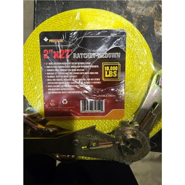 2"x 27ft Ratchet Tie Down Strap w/ Double Hook