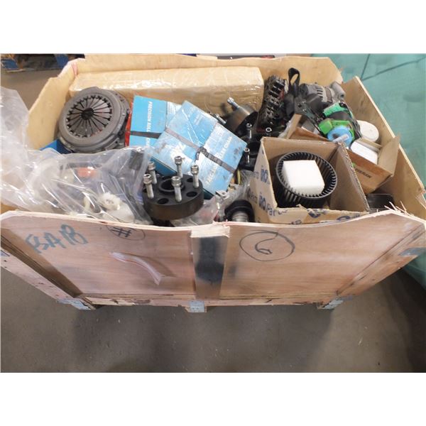 Wooden Crate Of Assorted Car Parts
