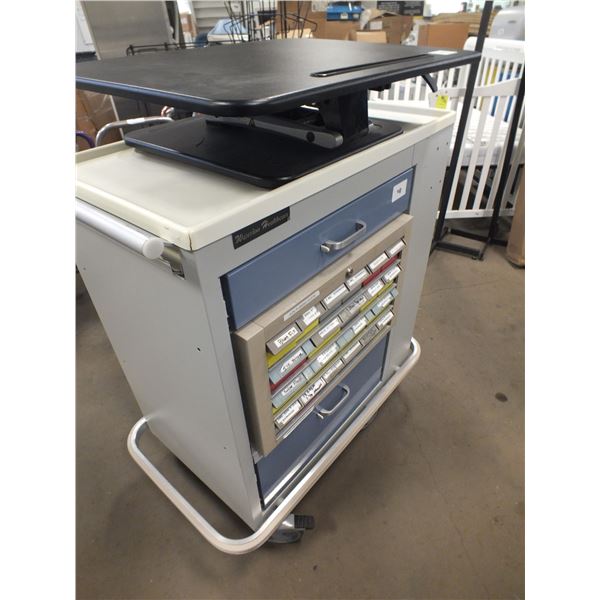 Double Sided Storage Cart w/ Desk Riser