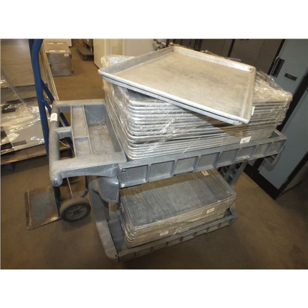 Plastic Cart On Wheels w/ 48 Baker trays