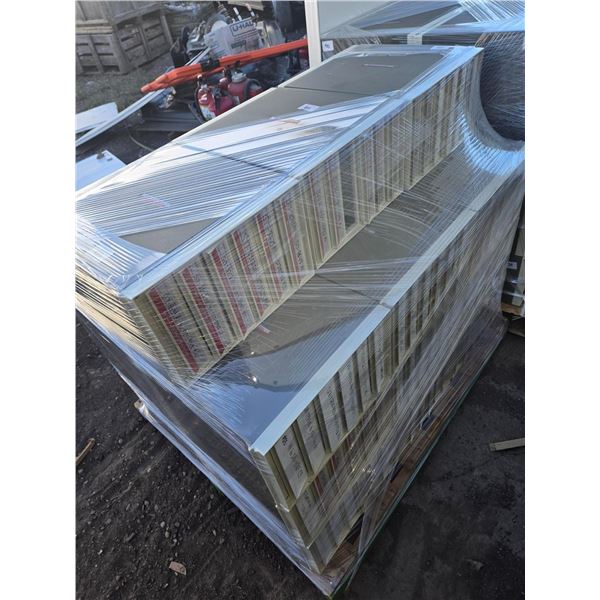 Two Pallets Of Plastic Storage Boxes & 1 Large White Board