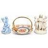 Image 1 : Decorative Figurines and Lusterware Candy Dish Set of Three
