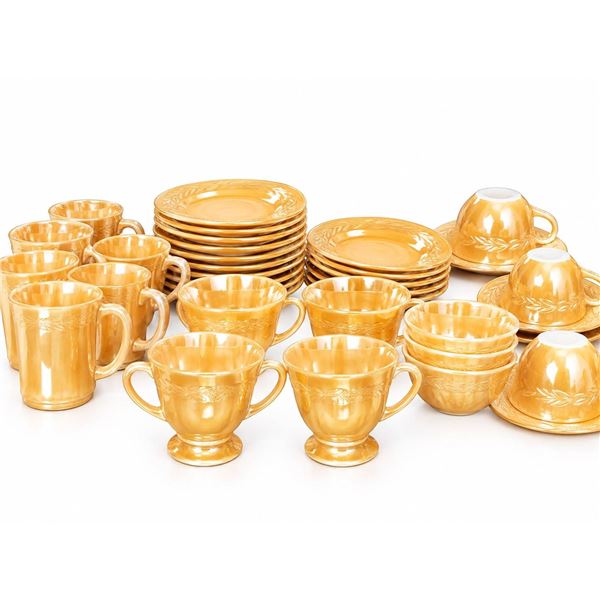 Marigold Depression Glass Dinnerware Set Cups Plates Bowls Creamer Sugar