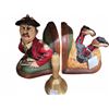 Image 2 : 4 Items: Novelty Bookends, Brass Bell, Large Shell, Green Glass Dish