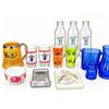 Image 2 : Lot German Beer Stein, MacDonald's Glasses, Milk Bottles, Blue Glassware