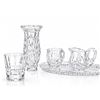 Image 3 : Glass Vase with White and Gold Floral Design, Shot Glasses and Crystal Pitcher Set
