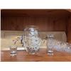 Image 6 : Glass Vase with White and Gold Floral Design, Shot Glasses and Crystal Pitcher Set