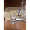 Image 7 : Glass Vase with White and Gold Floral Design, Shot Glasses and Crystal Pitcher Set