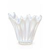 Image 1 : White Iridescent Ruffled Art Glass Bowl