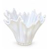 Image 4 : White Iridescent Ruffled Art Glass Bowl