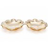 Image 1 : Amber-Tinted Ruffled Glass Bowls with Leaf Pattern