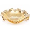 Image 2 : Amber-Tinted Ruffled Glass Bowls with Leaf Pattern