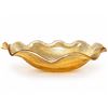 Image 3 : Amber-Tinted Ruffled Glass Bowls with Leaf Pattern