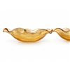 Image 4 : Amber-Tinted Ruffled Glass Bowls with Leaf Pattern