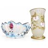 Image 2 : 4 Decorative Vessels: Floral Vase, Planter, Green Creamer, Brown Handled Vase