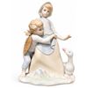 Image 1 : Lladro Porcelain Figurine Girl, Boy and Goose Handcrafted Spain