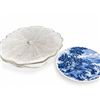 Image 3 : Two Blue and White Decorative Plates and Two Clear Glass Serving Platters