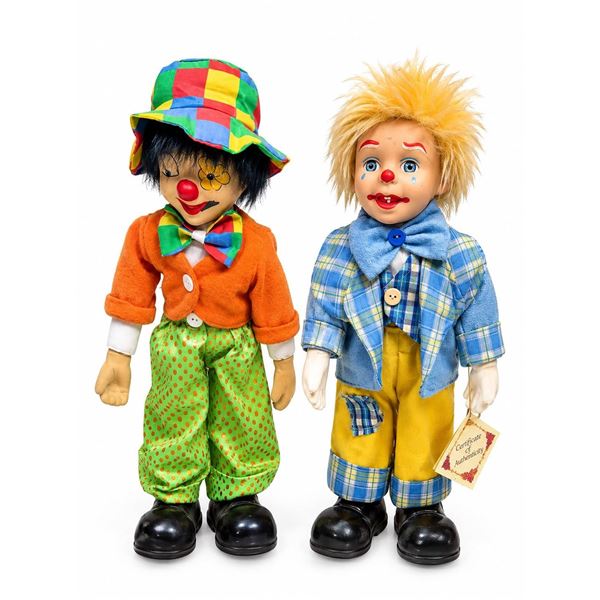 Clown Dolls with Colourful Outfits and Ceramic Faces