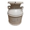Image 2 : White Painted Metal Milk Can With Dual Handles And Vented Lid