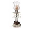 Image 2 : Glass Table Lamp With Crystal Prisms and Frosted Shade Plus Beaver Figurine
