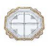 Image 1 : Divided Glass Serving Tray with Grape and Leaf Motif, Octagonal, Gold Trim