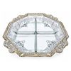 Image 2 : Divided Glass Serving Tray with Grape and Leaf Motif, Octagonal, Gold Trim