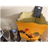 Image 2 : Wooden Rooster Decor Bin With Set Of 3 Humorous Souvenir Canada Shot Glasses