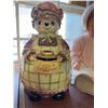 Image 3 : Vintage Ceramic Bear Cookie Jar, Baby Doll in Pink, and Decorative Silver Plate Lot