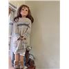 Image 1 : Large Porcelain Doll With Brown Hair Wearing Sweater Dress And Brown Boots